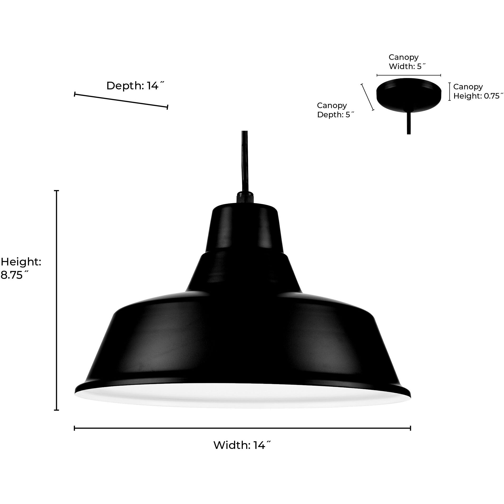 R Series 1 Light 14 inch Satin Black Outdoor Pendant
